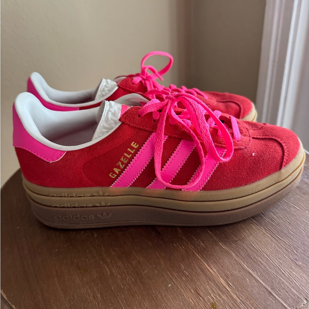 Adidas Gazelle Women's Red and Pink Platform Sneakers
